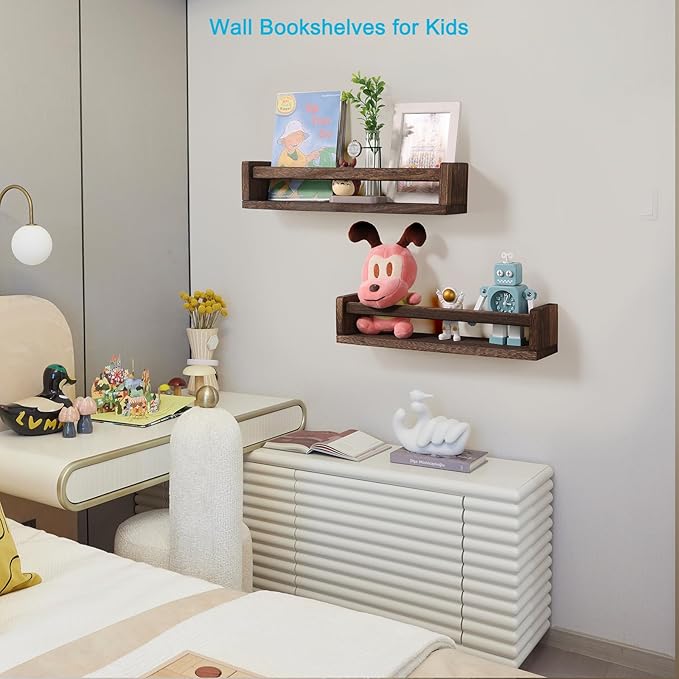 JORIKCHUO Nursery Book Shelves, Kitchen Spice Rack, or Rustic Wall Mounted
