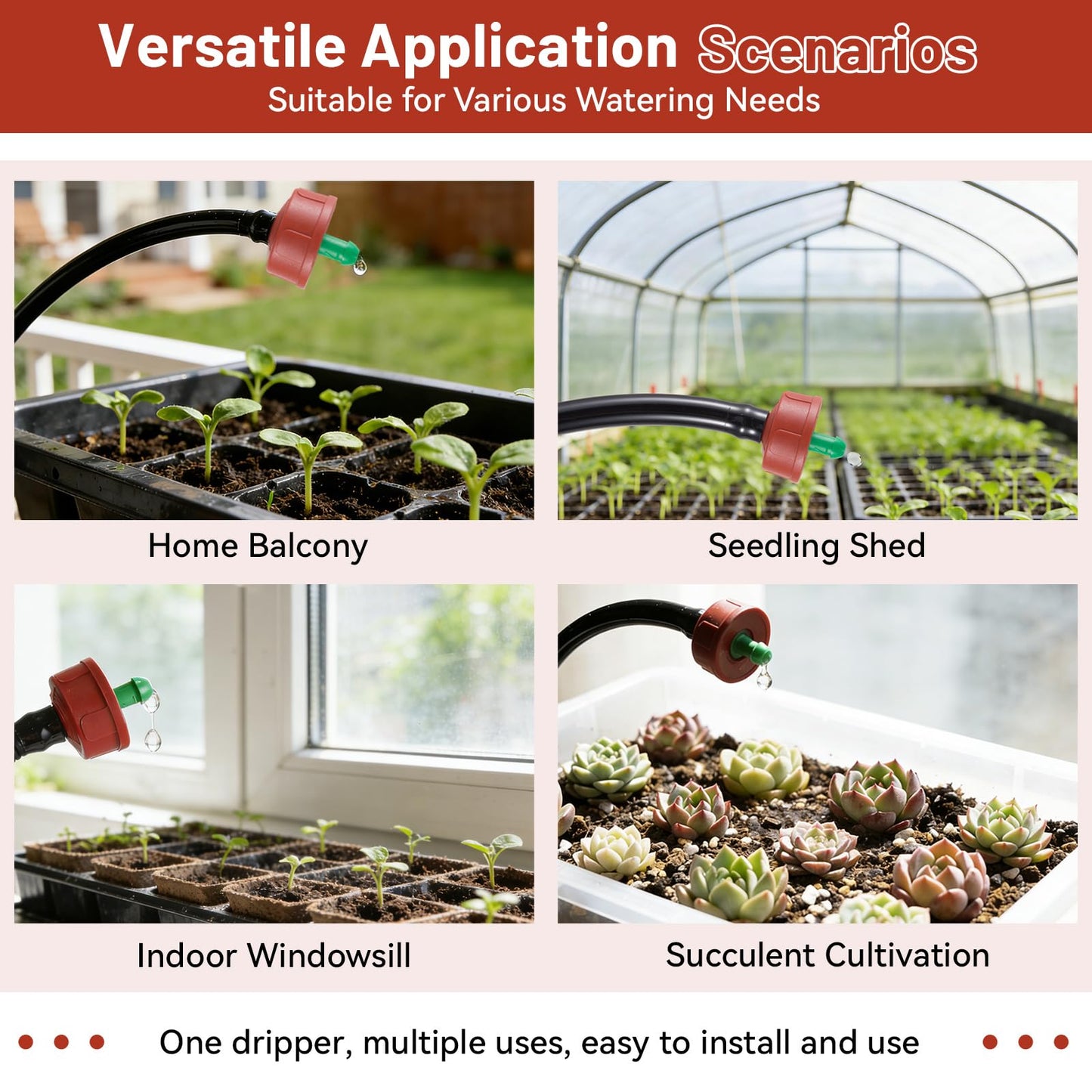 50 PCS 0.25 GPH Pressure Compensating Drip Irrigation Spot Watering Drippers/Emitters, Anti-Clog Self-Cleaning Drip Irrigation Emitters Heads Irrigation Drippers Parts for Seedlings, Mini Gardens