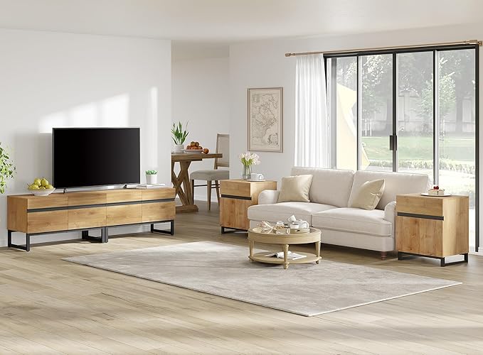 WAMPAT Modern TV Stand for 50-75 Inch TVs, Wood Entertainment Center