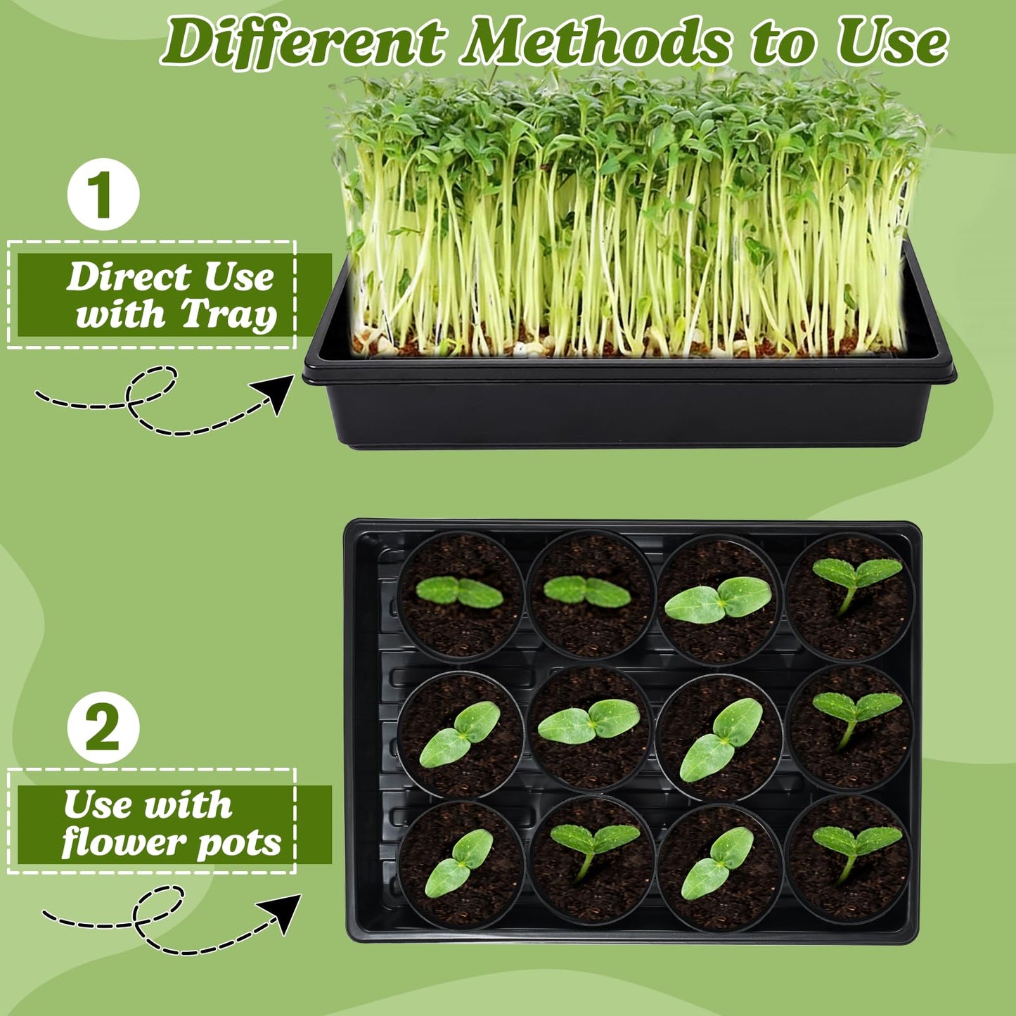 Dualshine Seed Starter Tray Kit - 60-Pack 3.4 Inch Round Nursery Pots with Drainage Holes, 5 Seedling Trays, 100 Plant Labels & 2 Transplanting Tools for Vegetables, Flowers, Herbs Seed Starting