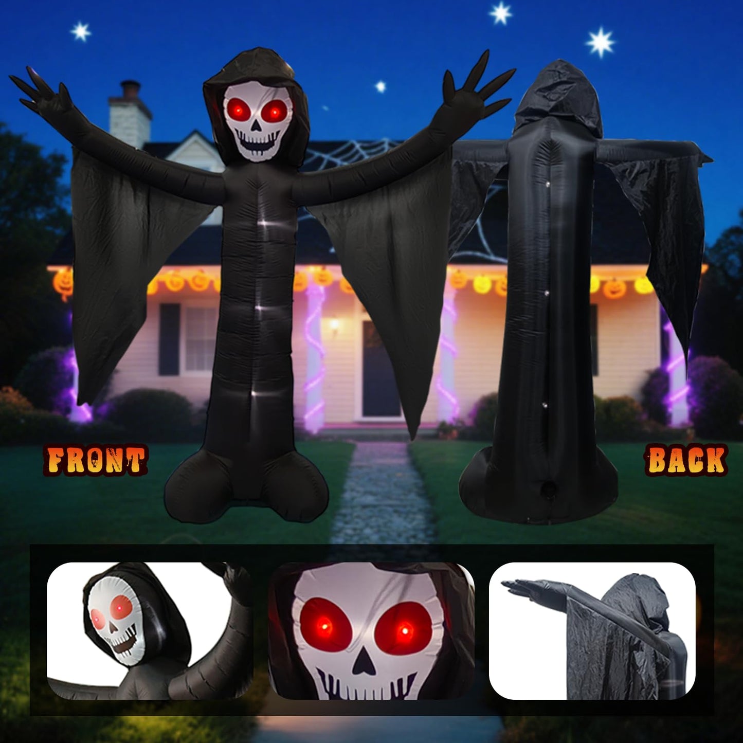 10FT Ghost Halloween Inflatable with Built-in LED Lights, Demon Ghost Inflatables Decoration, Blow Up Lawn Yard Garden Inflatables Decorations (10FT Towering Specter Grim Reaper)