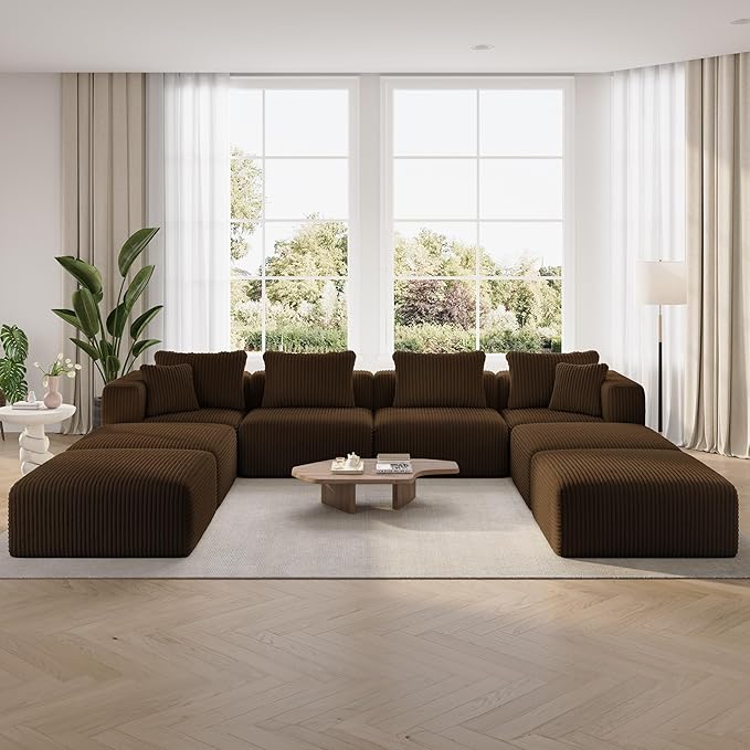 Novilla 141" Modular Sectional Sofa, Modern Cloud Sectional Couch