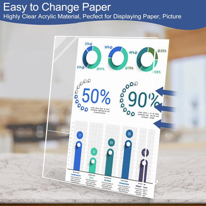 Slanted Back Acrylic Sign Holder 5 x 7, Clear Tabletop Sign Holder, Acrylic Stands for Display 5 x 7, Plastic Paper Sign Holder for Office, Home, Restaurant (6 Pack)