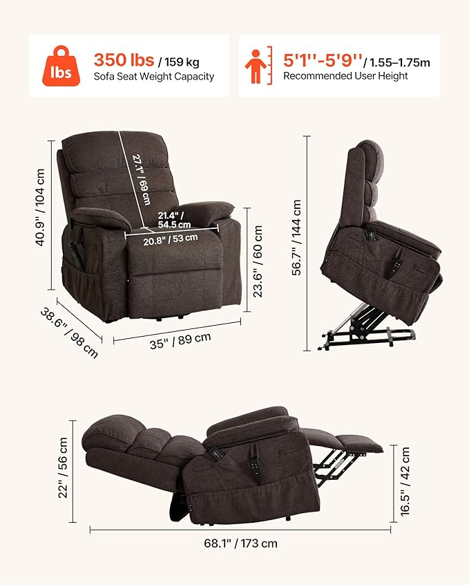 VEVOR Power Lift Recliner Chair, Dual Motor Lift Chair