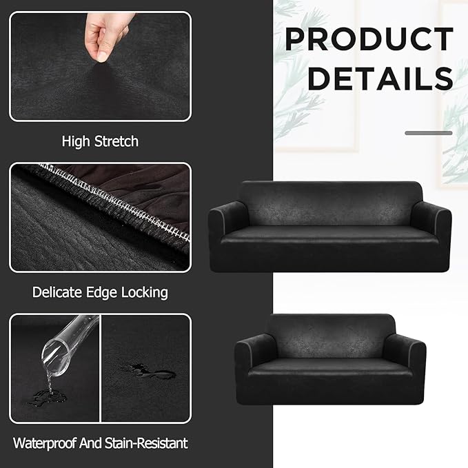 Peryiter 2 Pcs Sofa Covers Couch and Loveseat Covers Set Stretch Sofa Slipcover