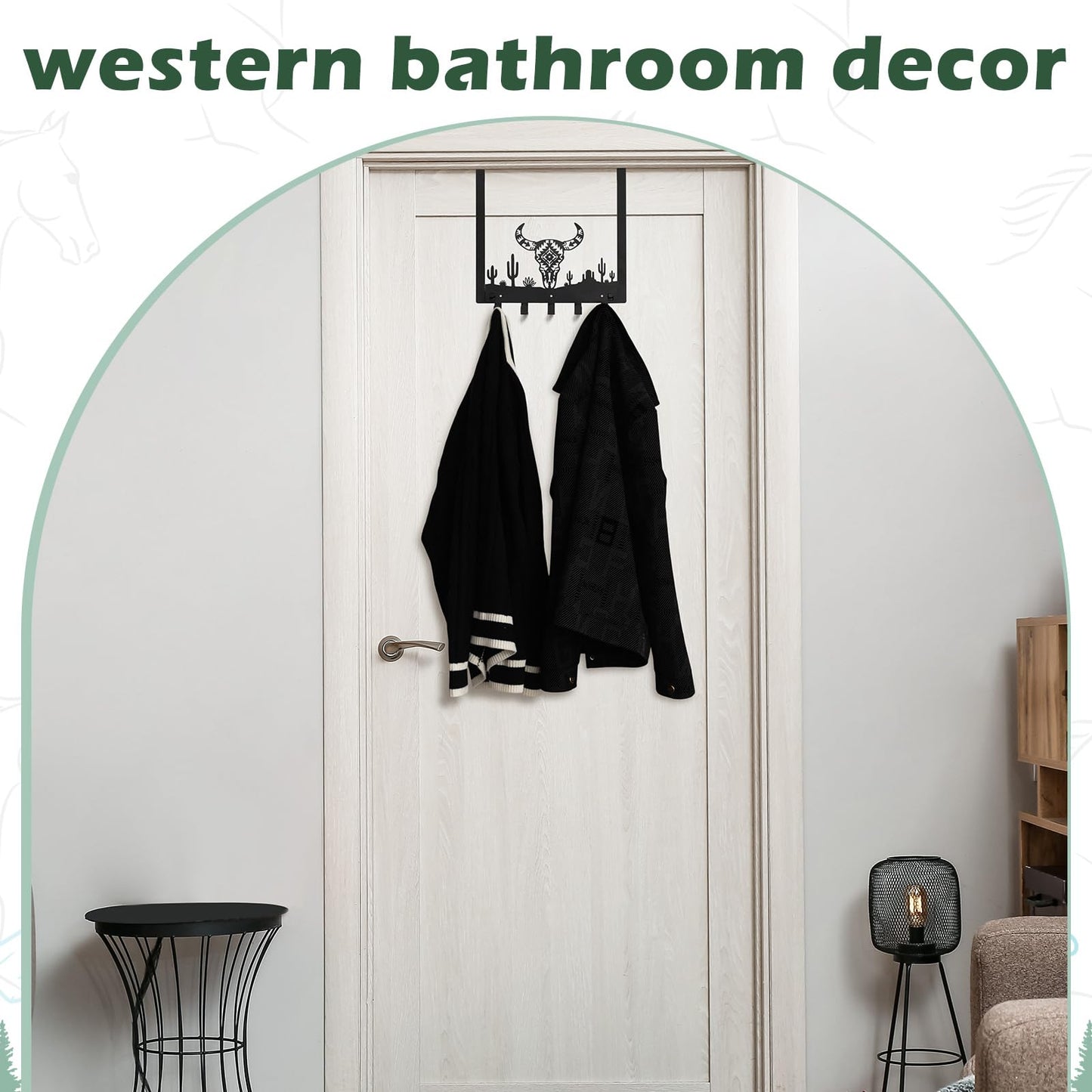 Reallnaive Western Bull Over The Door Hooks Bathroom Decor Wall Hanger Wall Mount Rack Holder for Towel, Hat, Coat, Cloth, Keychain, Bag, Christmas Party Gift