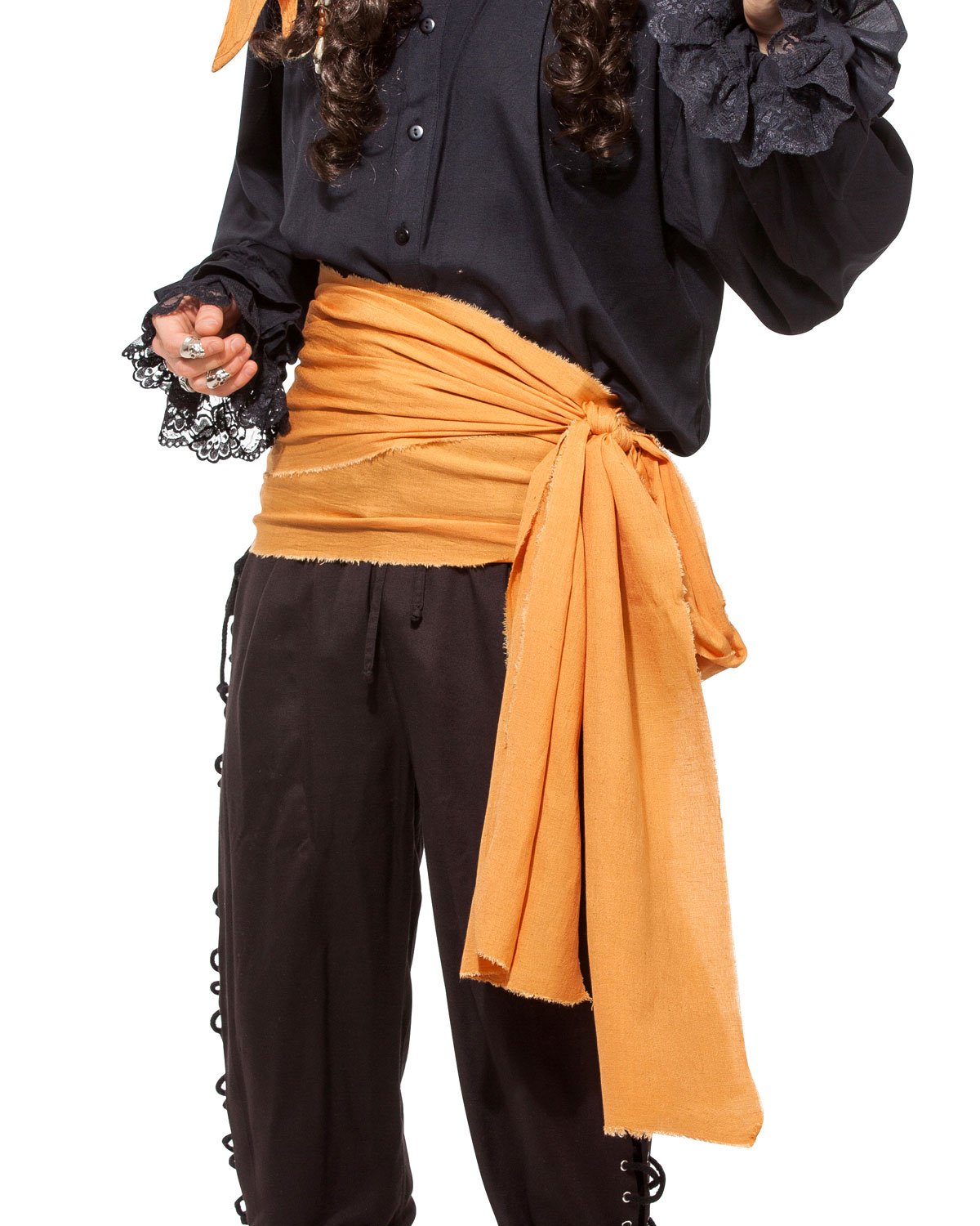 ThePirateDressing Halloween Waist Sash Belt – Medieval Renaissance Costume Accessory for Men & Women – Unfinished Torn Edge Linen Scarf –(Sash Only) C1417-Orange