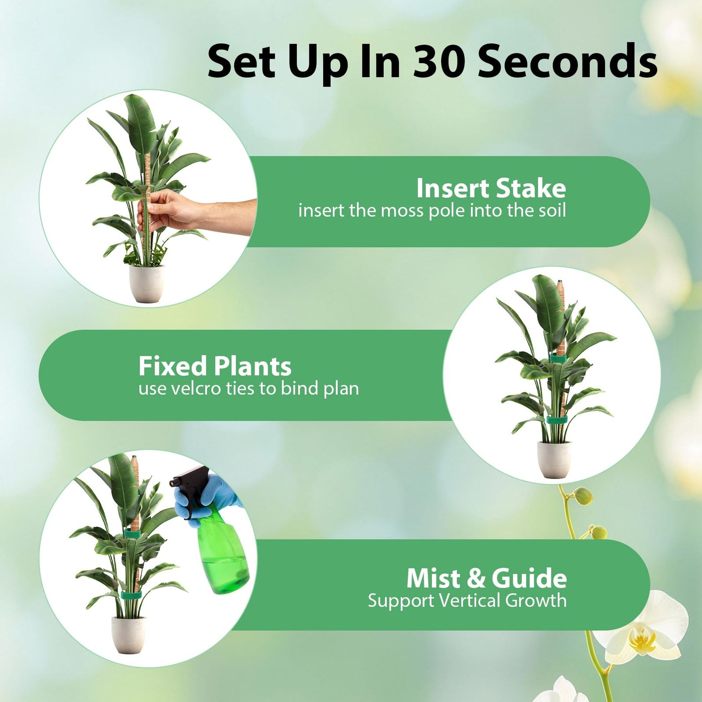 Growvy 2 Pack Bendable Moss Pole, 63" DIY Shape Monstera Plant Support for Climbing Indoor Plants, Coco Coir Plant Support Stake for Monstera, Pothos, Philodendron & Indoor Potted Vines