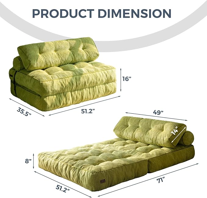 MAXYOYO Folding Sofa Bed, Convertible Sleeper Chair