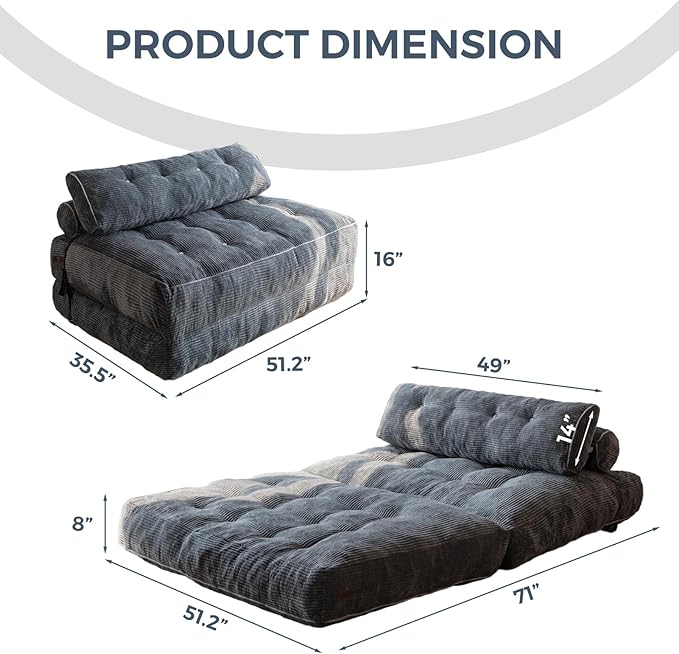 MAXYOYO Folding Sofa Bed, Convertible Sleeper Chair