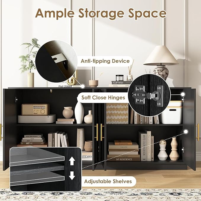 67'' Modern TV Stand for TVs up to 75'', Modern Long Media Console