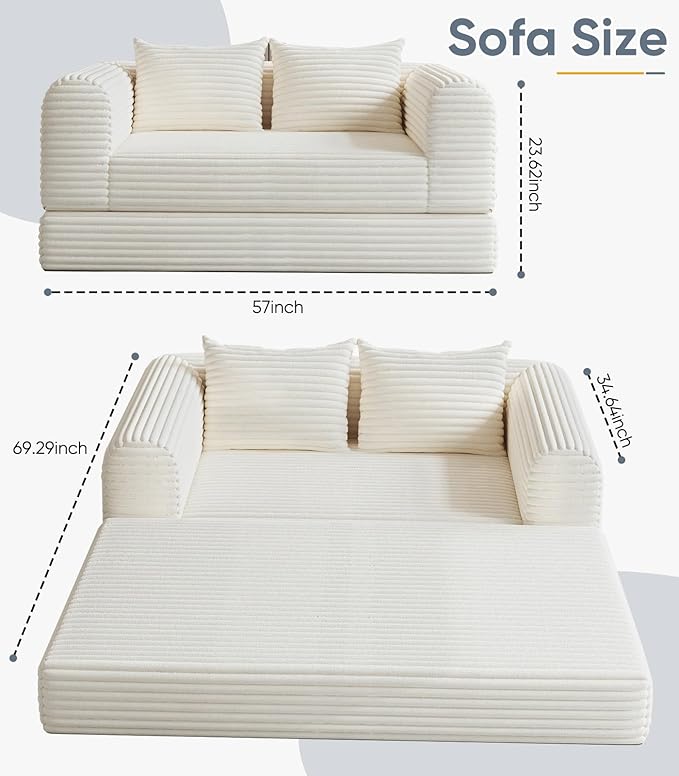 Versatile 2 in1 Loveseat Armchair Couch Convertible Boneless Chaise Lounge