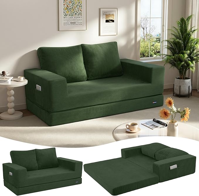 COMAX Convertible Sofa Bed Queen, Folding Fold Out Couch Bed, Floor Futon Couch