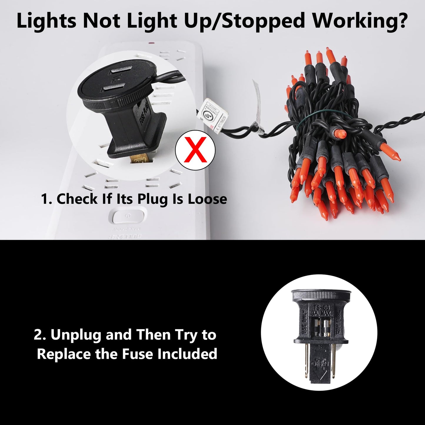 Brizled Orange Halloween Lights, 21.3ft 100-ct Incandescent Halloween String Lights Connectable, UL Certified Orange Light String, Black Wire Mini Light Set for Fall Season Holiday Thanksgiving Tree