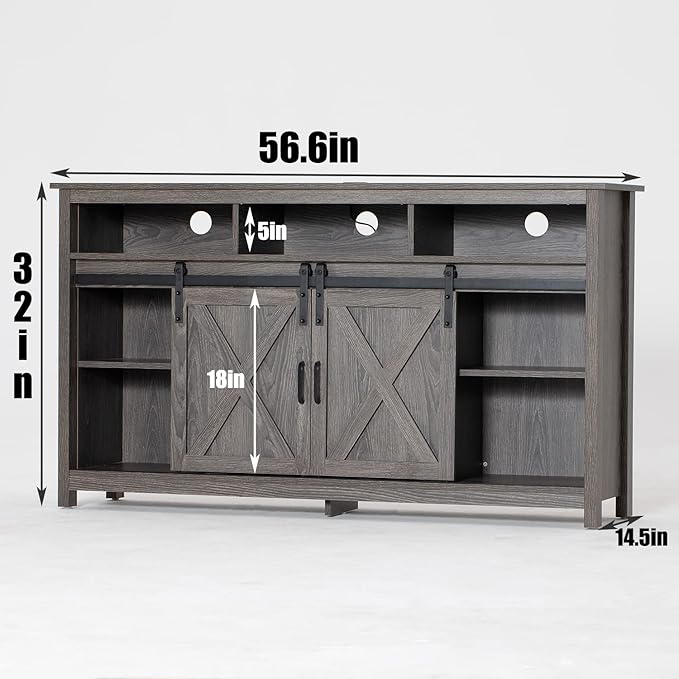 LED Farmhouse TV Stand for 65 inch TVs, Rustic Entertainment Center TV Cabinet