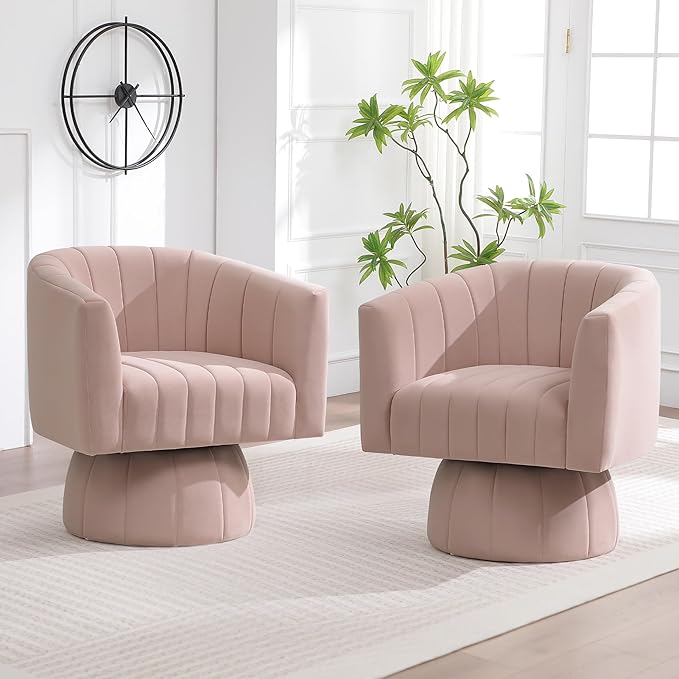 Swivel Accent Barrel Chair, Cute Comfy Small Round 360° Arm Chair. Velvet Sofa