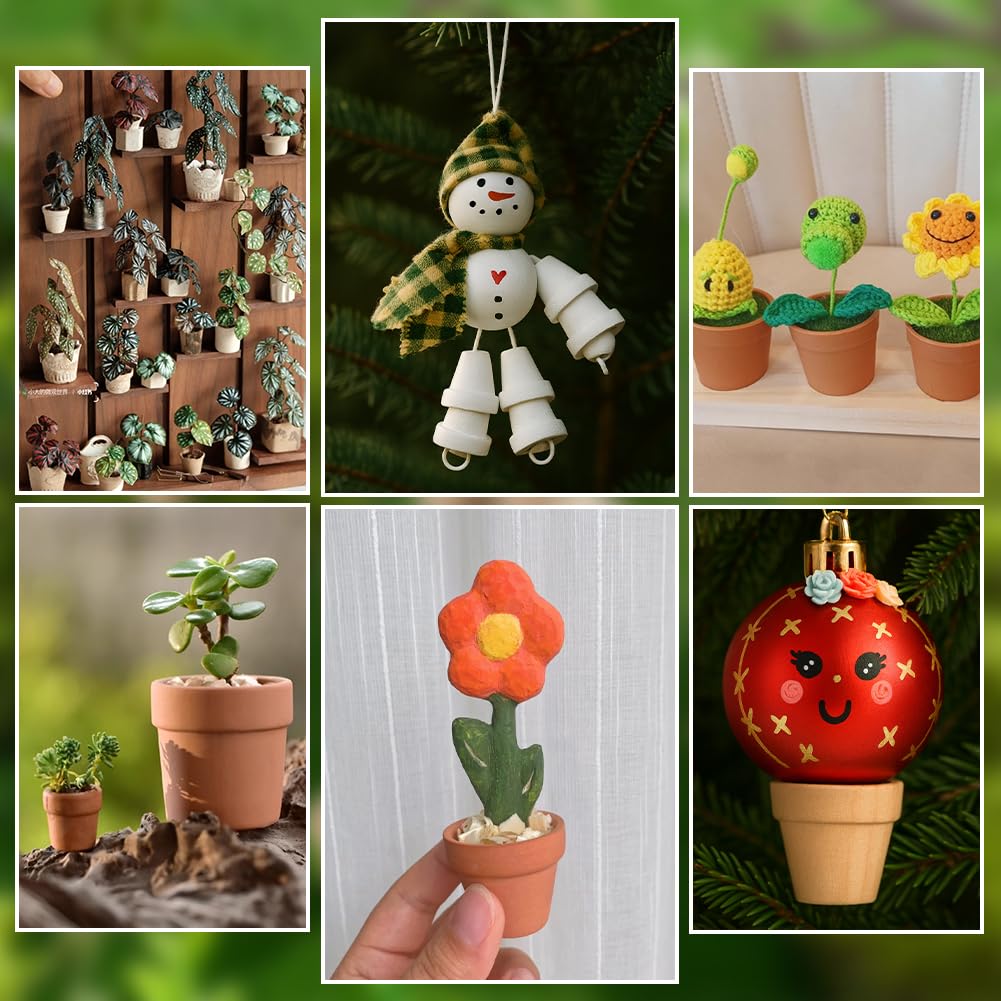 PH PandaHall 20pcs Mini Wood Flower Pots 1x1.1 Inch Natural Wooden Flower Pots Burlywood Rustic Planters for Home Decor Christmas Birthday Gifts Plant Lovers Crafting DIY Projects