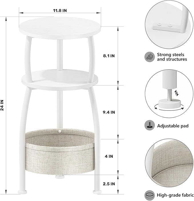 Small Round Side Table for Living Room