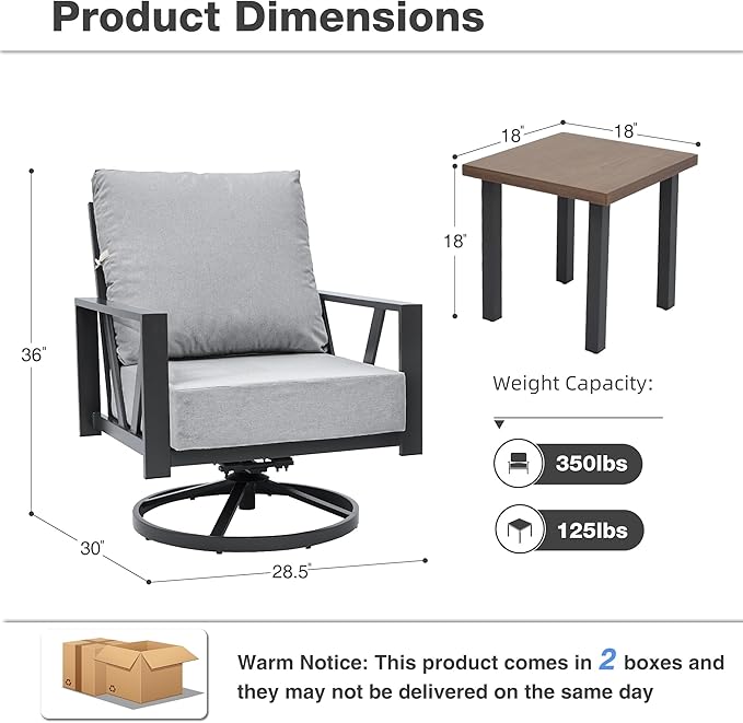 Outdoor Patio Swivel Rocking Chairs Set, Front Porch Furniture