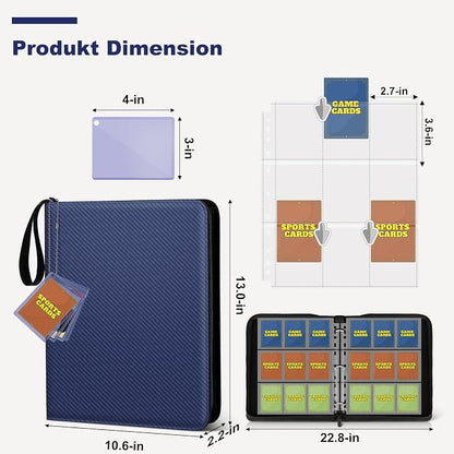Mlikero Trading Card Binder, 9 Pocket Card Binder with Card Display Design, 720 Double Sided Pocket Collection Card Albums Fit for MTG, TCG, and Sports Cards(Blue)