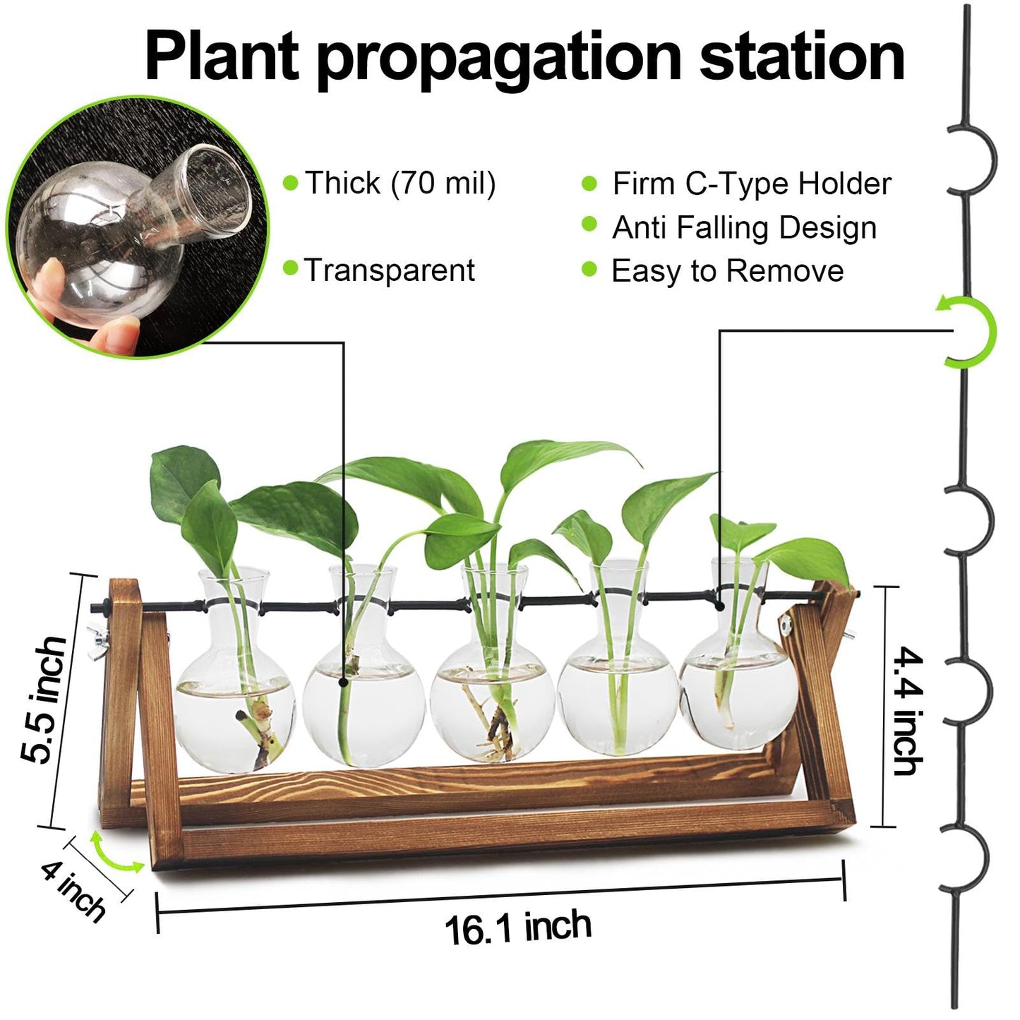 Renmxj Plant Propagation Station, Propagation Vases for Plants, Unique Gardening Birthday Gifts for Women Plant Lovers Mom Best Friend - 5 Bulb Glass Vases