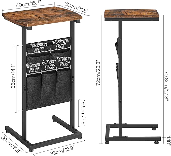 HOOBRO C Shaped End Table, 28.3" Side Table