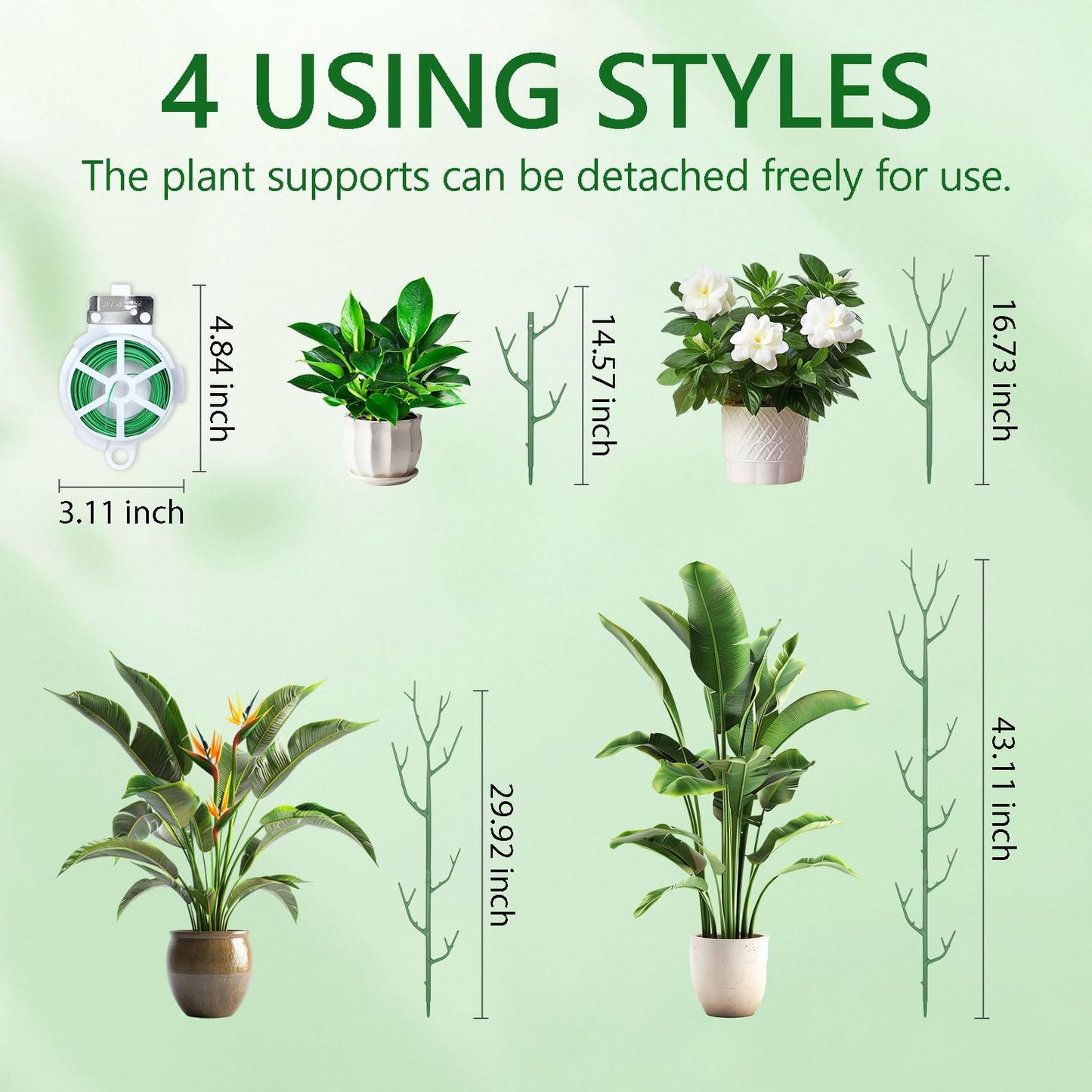 Obralitic 15 Pack Stackable Plant Support Stakes, Versatile Garden Trellis for Climbing & Vining Plants, Sturdy Reusable Plant Poles for Indoor & Outdoor Potted Plants, Monstera, Pothos, Philodendron