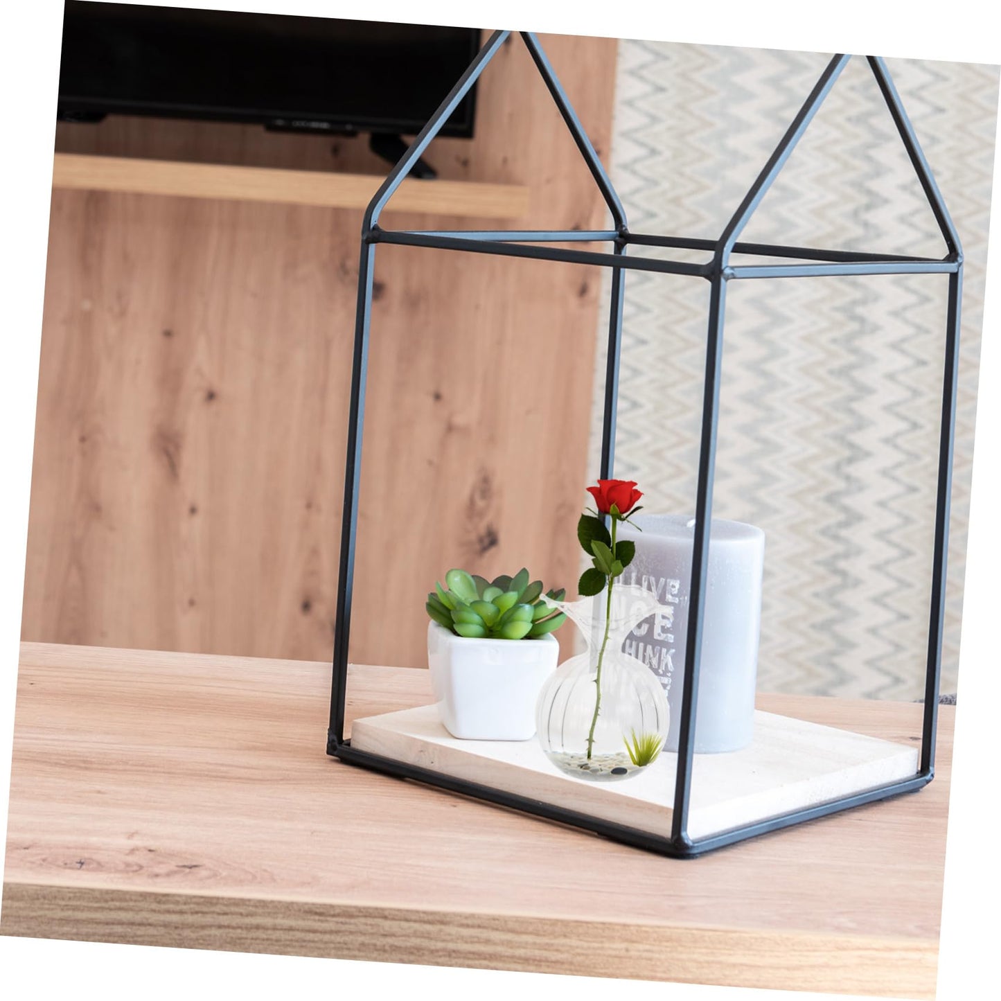 Garneck Clear Glass Hydroponic Vase for Desktop with Stable Design Creative Shape Decorative Terrarium Container for Plants Suitable for Home Office Balcony