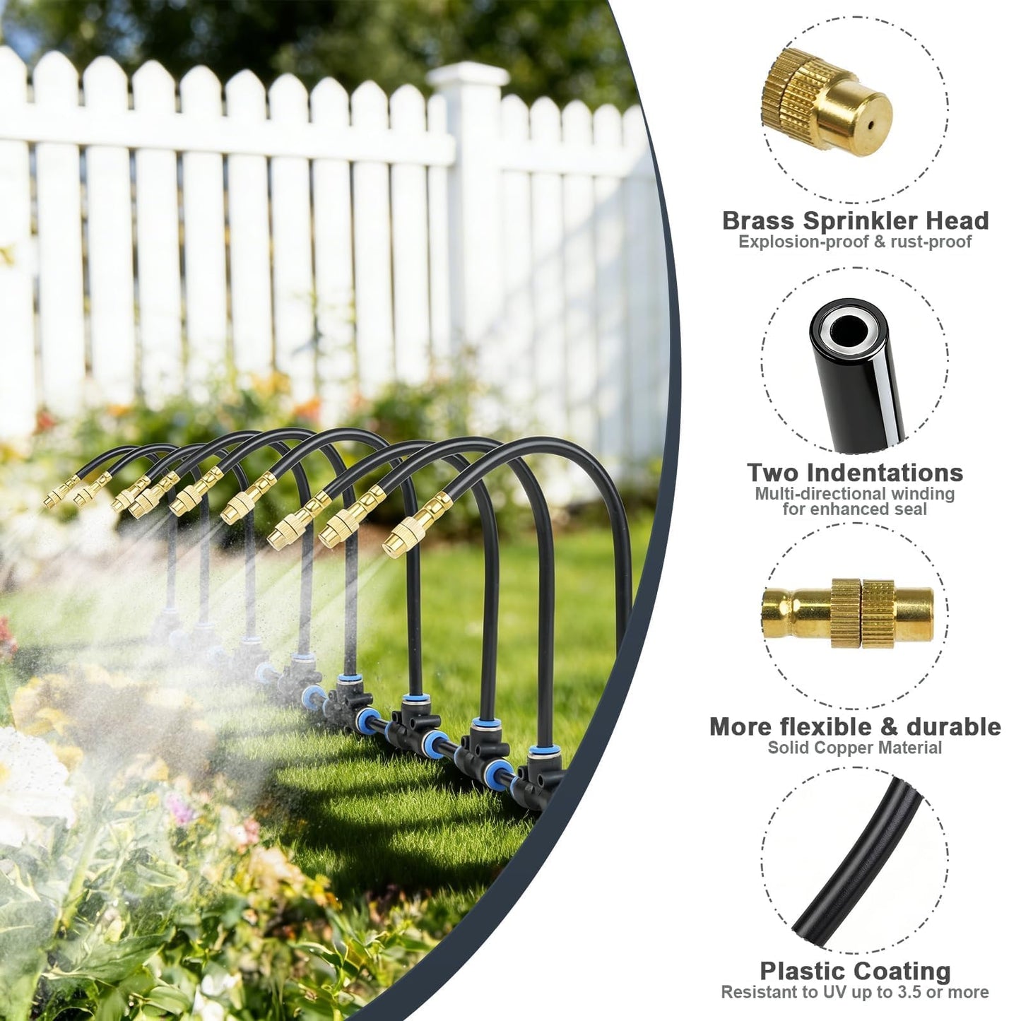 100ft Drip Irrigation System, Automatic Garden Watering System with 25 Adjustable Sprinkler Nozzles, Irrigation Hose Kit for Yard, Lawn, Plants, Atomizing System