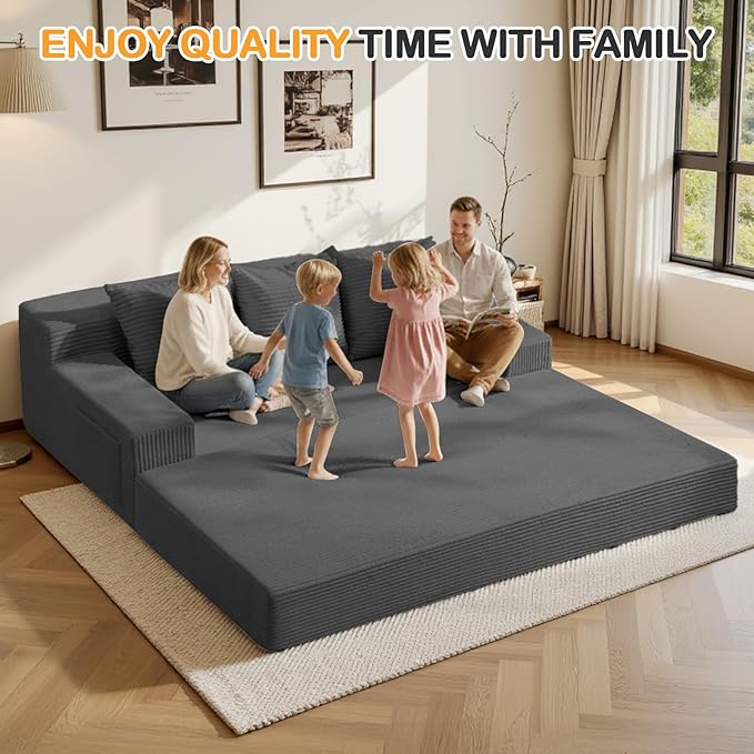Erament 3 Seater Boneless Couch Sofa Bed, Compression Convertible Futon Floor