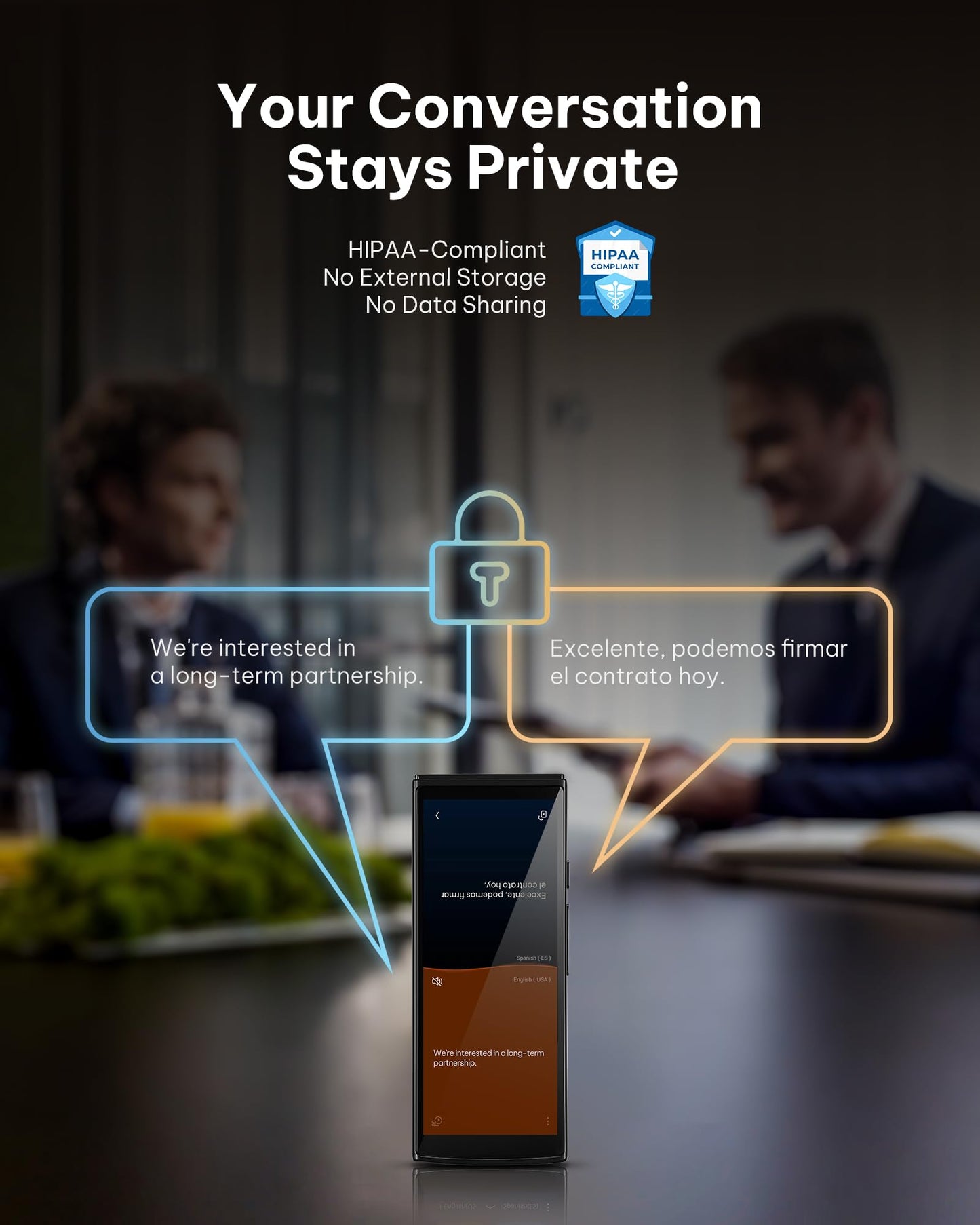 iFLYTEK AI Language Translator Device — 2-Year Free Global Data & Real-Time Voice Translation Device, HIPAA-Compliant, 60 Languages & 18 Offline Packs for Business and Travel, Black