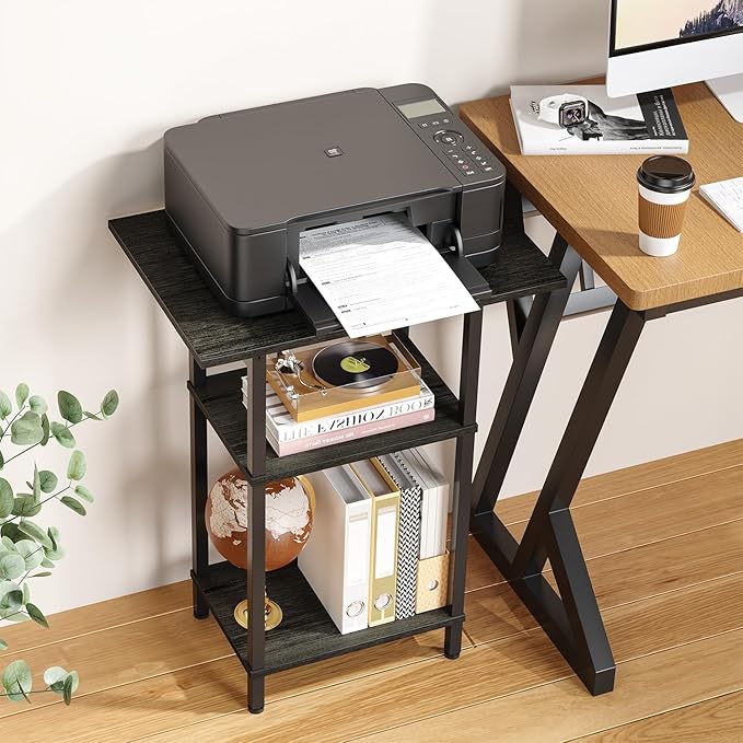 Asgolion Tall End Table with Charging Station, Skinny Nightstand with USB Ports