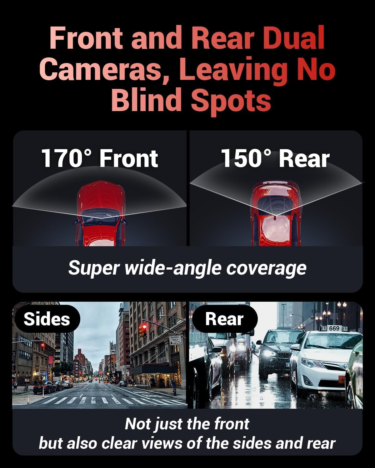 OVAMAN K600 4k Dash Cam Front and Rear, 3.59" IPS Screen, Built-in GPS 5G WiFi Dash Camera for Cars with App, UHD 2160P Night Vision Free 64G SD Card, 170° Wide Angle, HDR, 24H Parking Mode