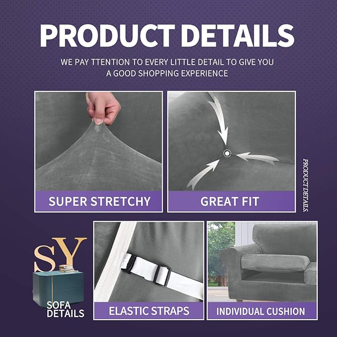 ZNSAYOTX Luxury Velvet Chair Slipcovers