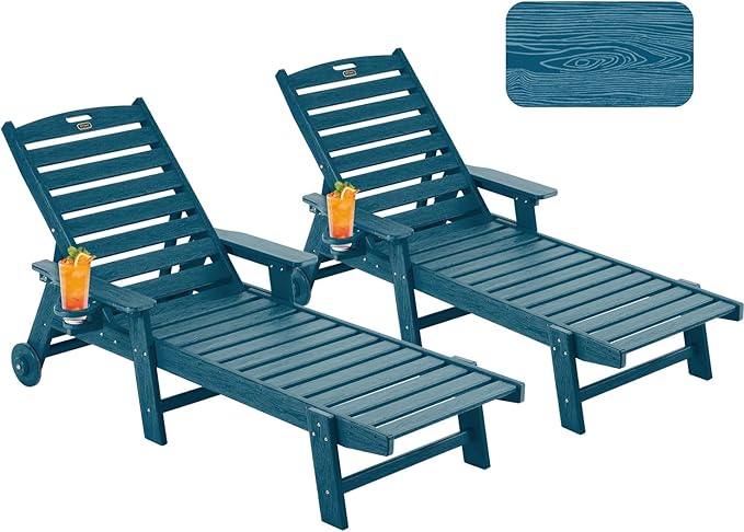 Patio Chaise Lounge Chair Set of 2, Oversize Lounge Chairs