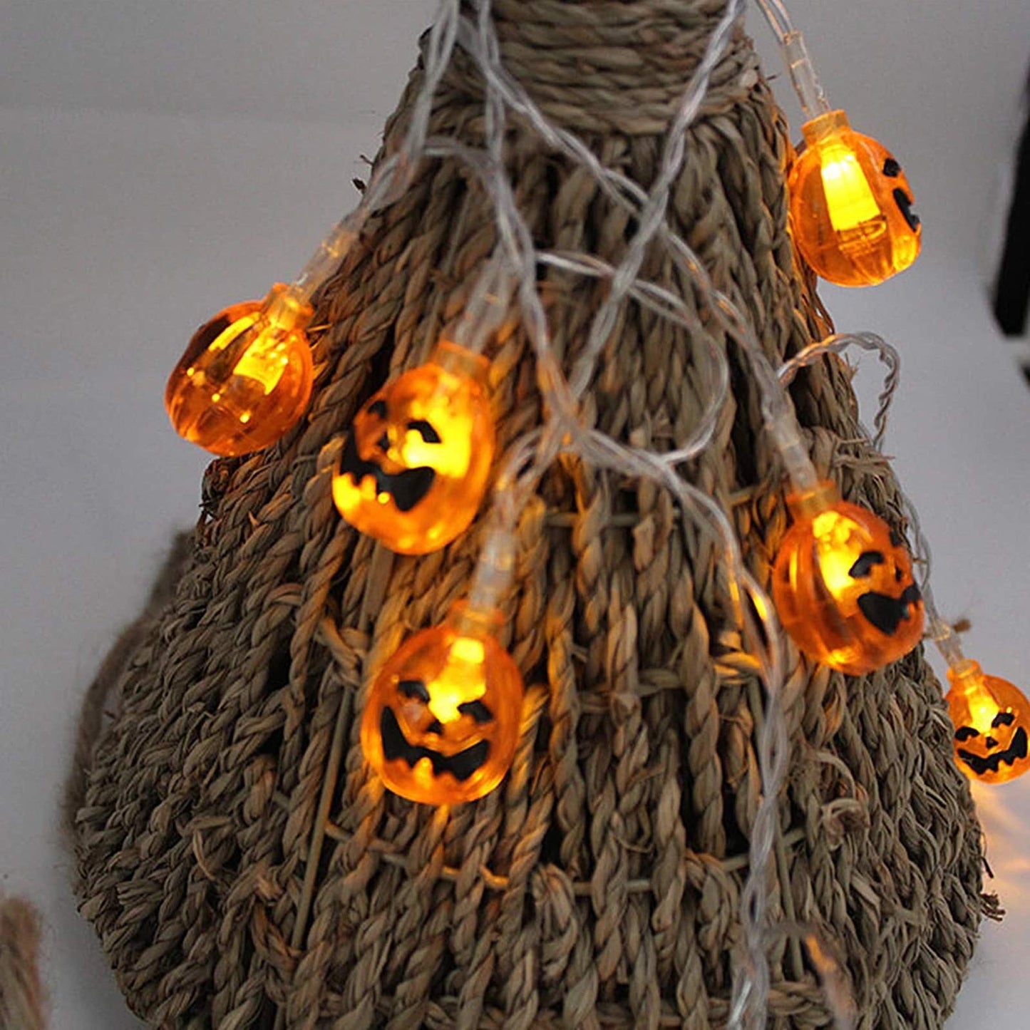 SNOMYRS 21ft 30 Led Halloween Pumpkin String Lights Solar Light Outdoor Halloween Lights for Patio Garden Gate Yard Decoration