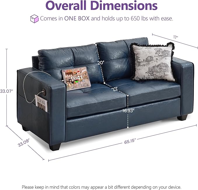 TYBOATLE 65" Faux Leather Loveseat