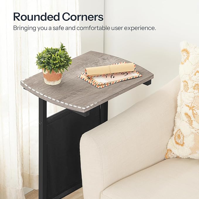 HOOBRO C Shaped End Table, 28.3" Side Table