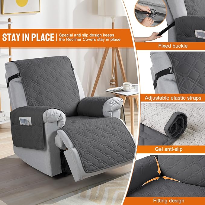 VANSOFY 100% Waterproof Recliner Chair Covers, Recliner Cover Non-Slip Dog