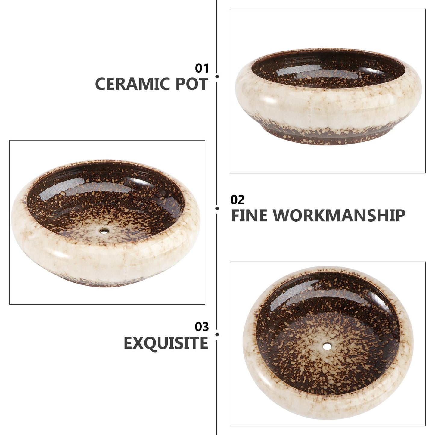 Kisangel Hydroponic Ceramic Flower Pot 7.28X7.28X2.28 Inch Creative Indoor Outdoor Planter for Succulents and Small Plants