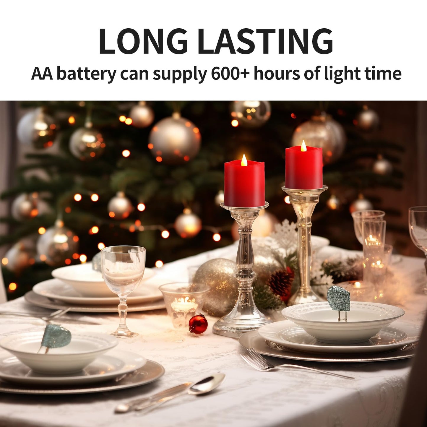 ASLDOIWEH 3x3 Flickering Flameless Candles Set of 2, 2AA Battery Life 600 Hours Battery Candles Flickering with Timer, 3 inch Flameless Candles with Remote for Indoor/Outdoor, Red