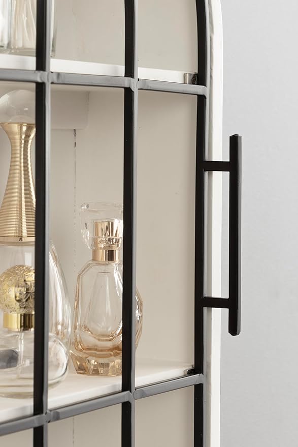 Kate and Laurel Megara Decorative Wooden Hanging Arched Wall Cabinet