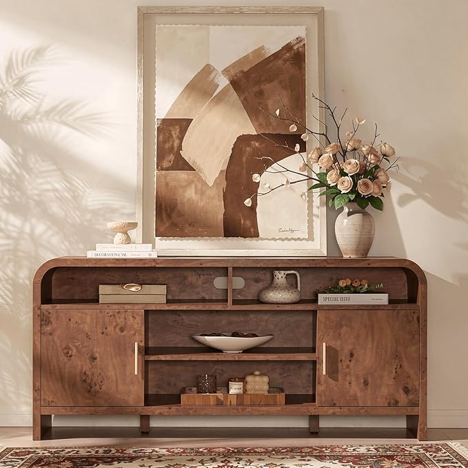 Entertainment Center for Living Room, Curved TV Stand