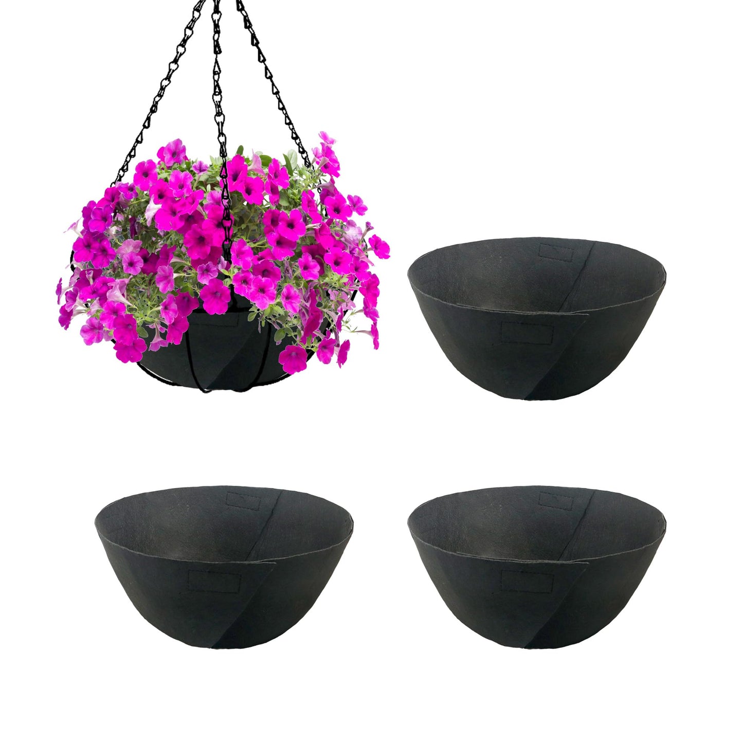 Sumloty 4 Pack 12 Inch Fabric Planter Basket Liner- Felt Flower Pot Liners Replacement Coco Fiber Liner for Hanging Basket Flowers Round Hanging Basket Liners Prevent Birds from Nesting