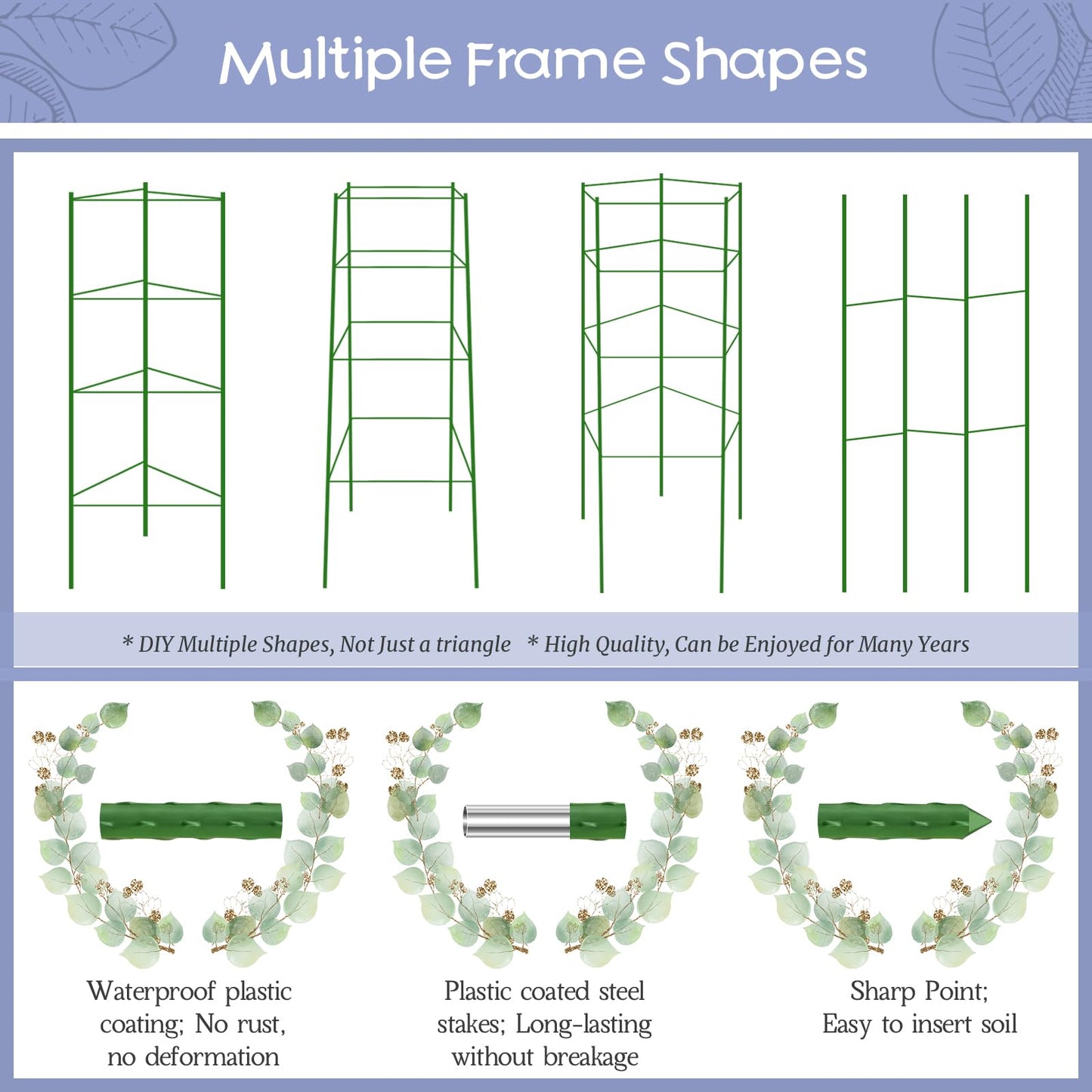 Legigo 8-Pack Up to 63inch Tomato Cages for Garden Plant Support- Garden Stakes Tomato Cage, Tomato Trellis for Potted Plants, Tomato Cages Plant Stakes for Climbing Vegetables Plants Flowers