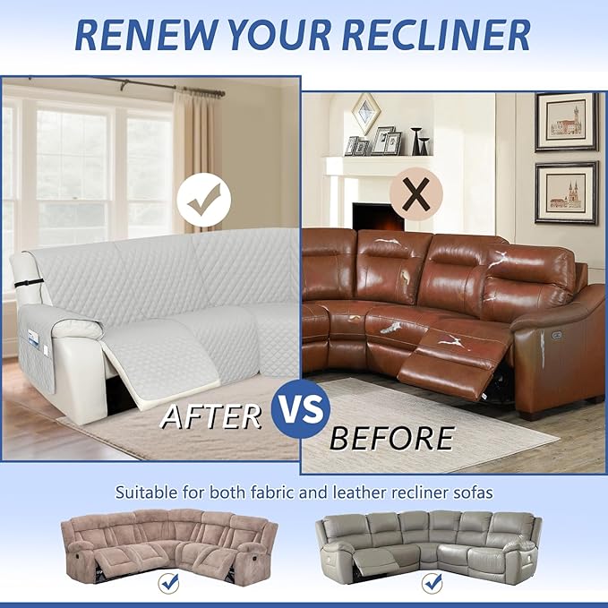 Arfntevss Recliner Sectional Couch Covers 1OO% Waterproof L Shape Sofa Cover