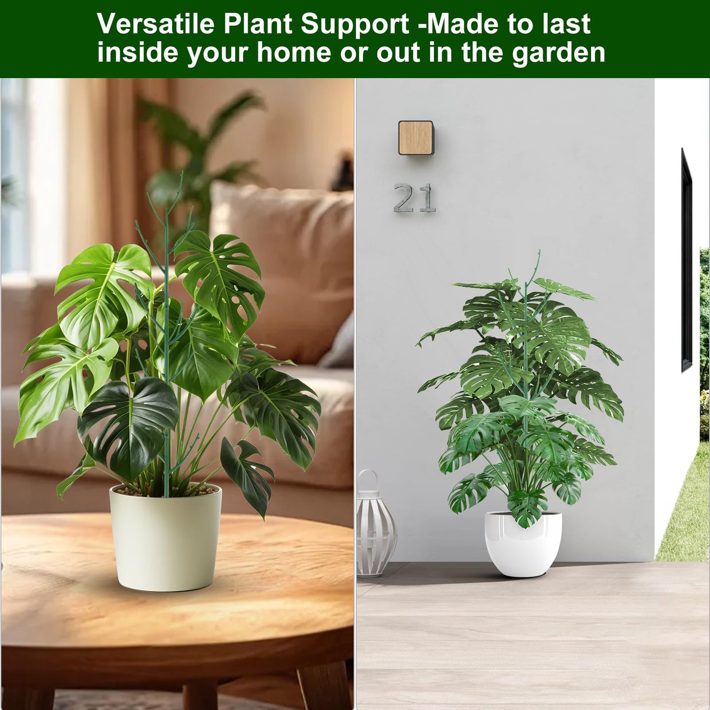 Yhtpouqe 10 Pack Stackable Monstera Plant Support, Garden Stakes for Climing Plants Stem Support, Durable Plant Accessories for Indoor Outdoor Potted Plants, Pothos, Vine, Flower Use