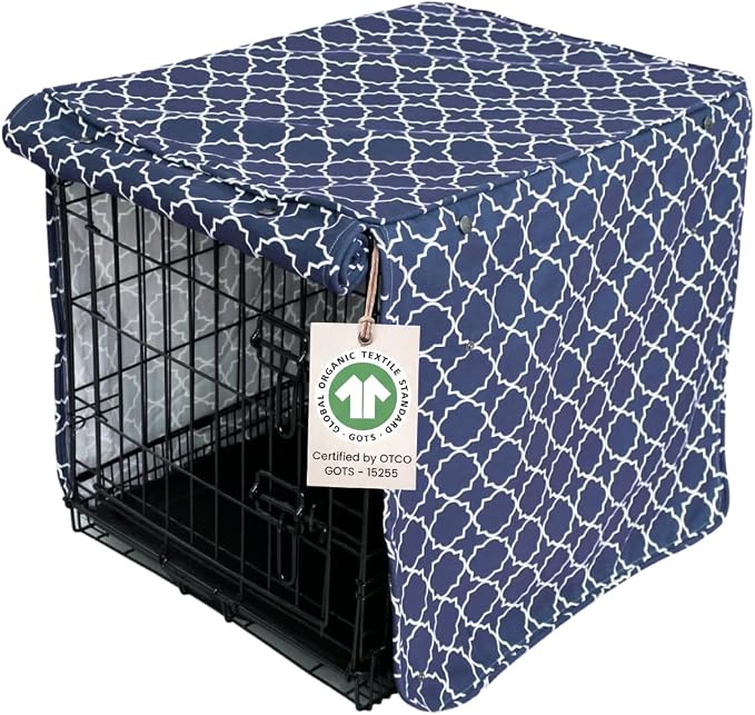 Molly Mutt Romeo & Juliet Dog Crate Cover, 100% Cotton Canvas Cover with 2 Roll-Up Panels, Ideal for Dog or Cat Crate, Durable, Washable, and Free of Harmful Chemicals, 36" x 23" x 25"