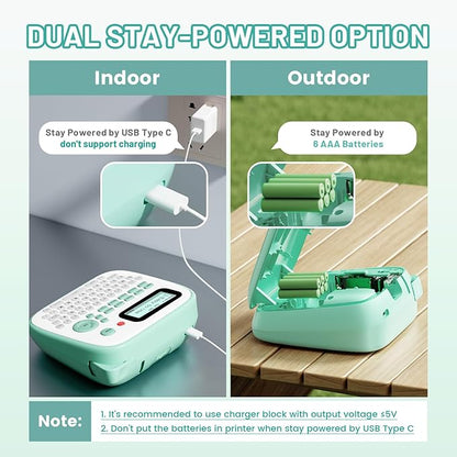 Label Maker for Kids, Desktop Label Maker Machine Labels-Waterproof, D210S Handheld Labeler Machine with Tape-12mm 0.47 Laminated White, Multiple Symbols for Home Office School Kids Teachers Gifts