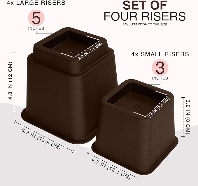 Utopia Bedding Bed Riser, 3 & 5 Inches Adjustable Furniture Risers